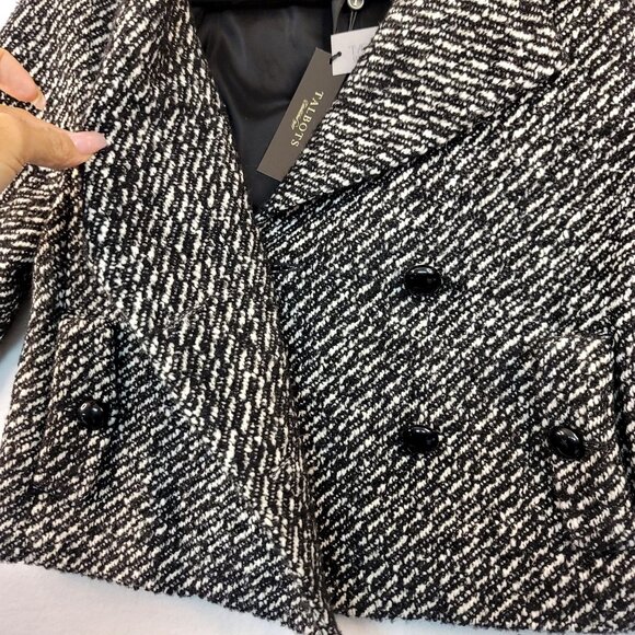 Talbots Womens Jackie Fit Black White Tweed Peacoat 10P Wool Blend Timeless - Picture 4 of 14